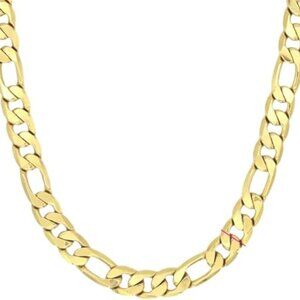 14k Gold Plated Figaro Link Chain Necklace Fashion Unisex Jewelry 24 inch 8mm